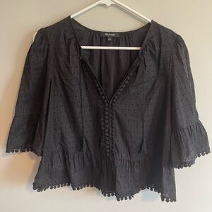 Madewell Black Blouse with Textured Design